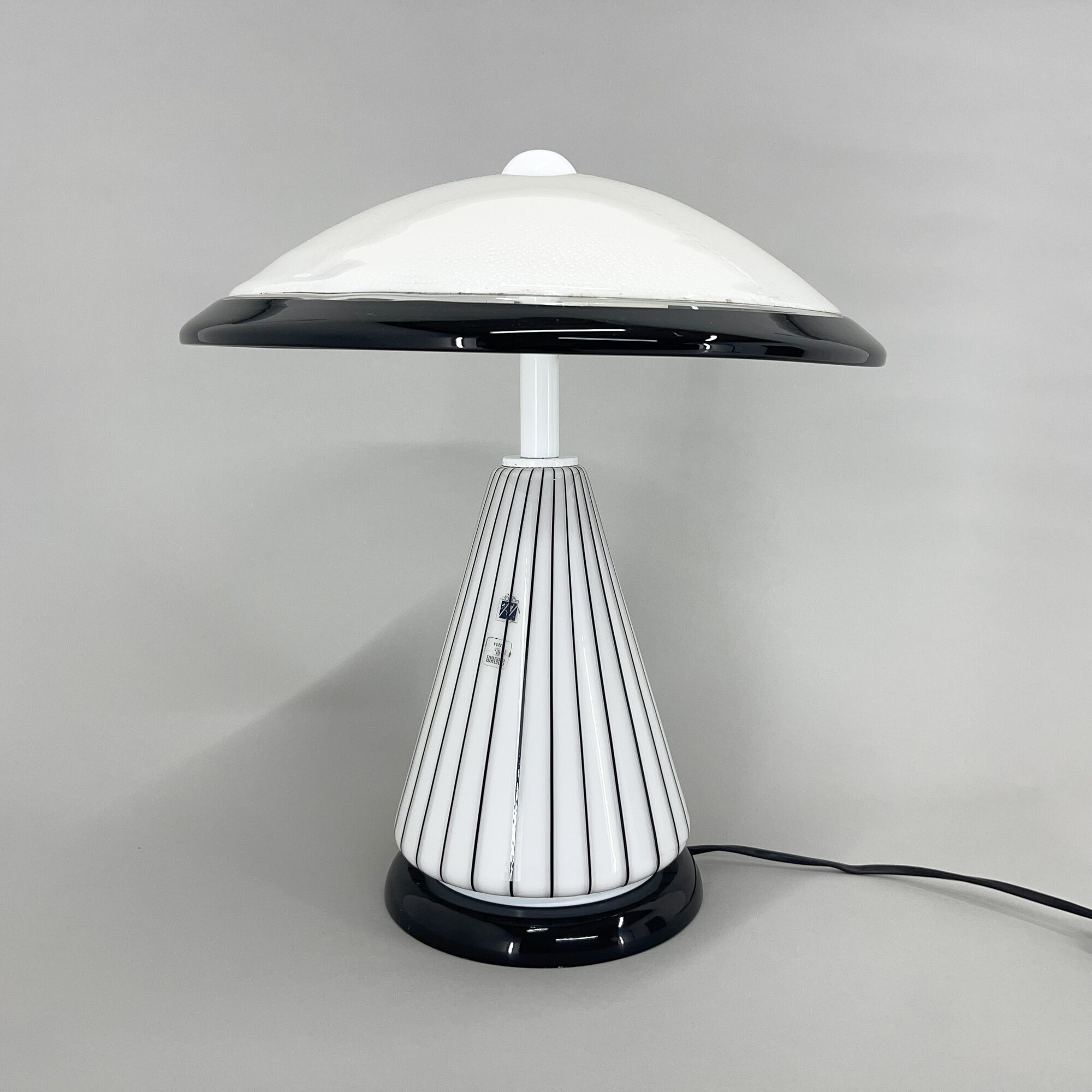 1980's Italian Mushroom Vetri Murano Glass Table Lamp by ZONCA, Labeled