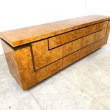 Burl wood credenza by Jean Claude Mahey, 1970s