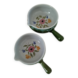 Duo of flowery caquelons