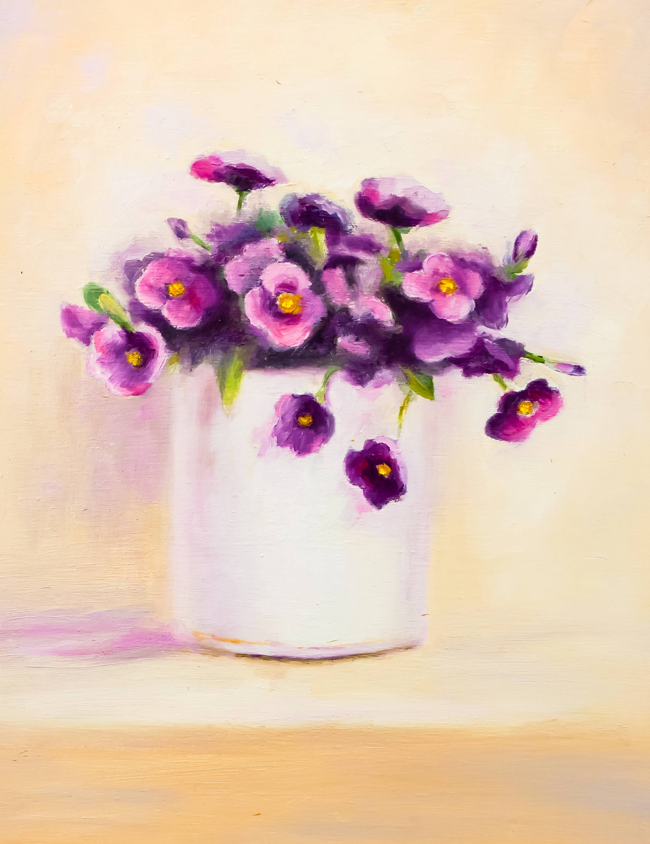 Cuadro al oleo de flores. Flores al oleo.