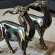 Art Deco Bookends Pair / Antelopes / Regule / Marble
