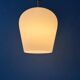 Small reversed tulip mid-century opaline glass hanging lamp