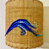 Wave rattan wall lamp