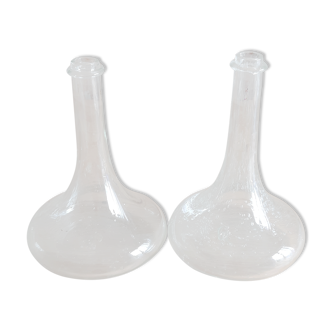 Pair of carafes to decant in blown glass