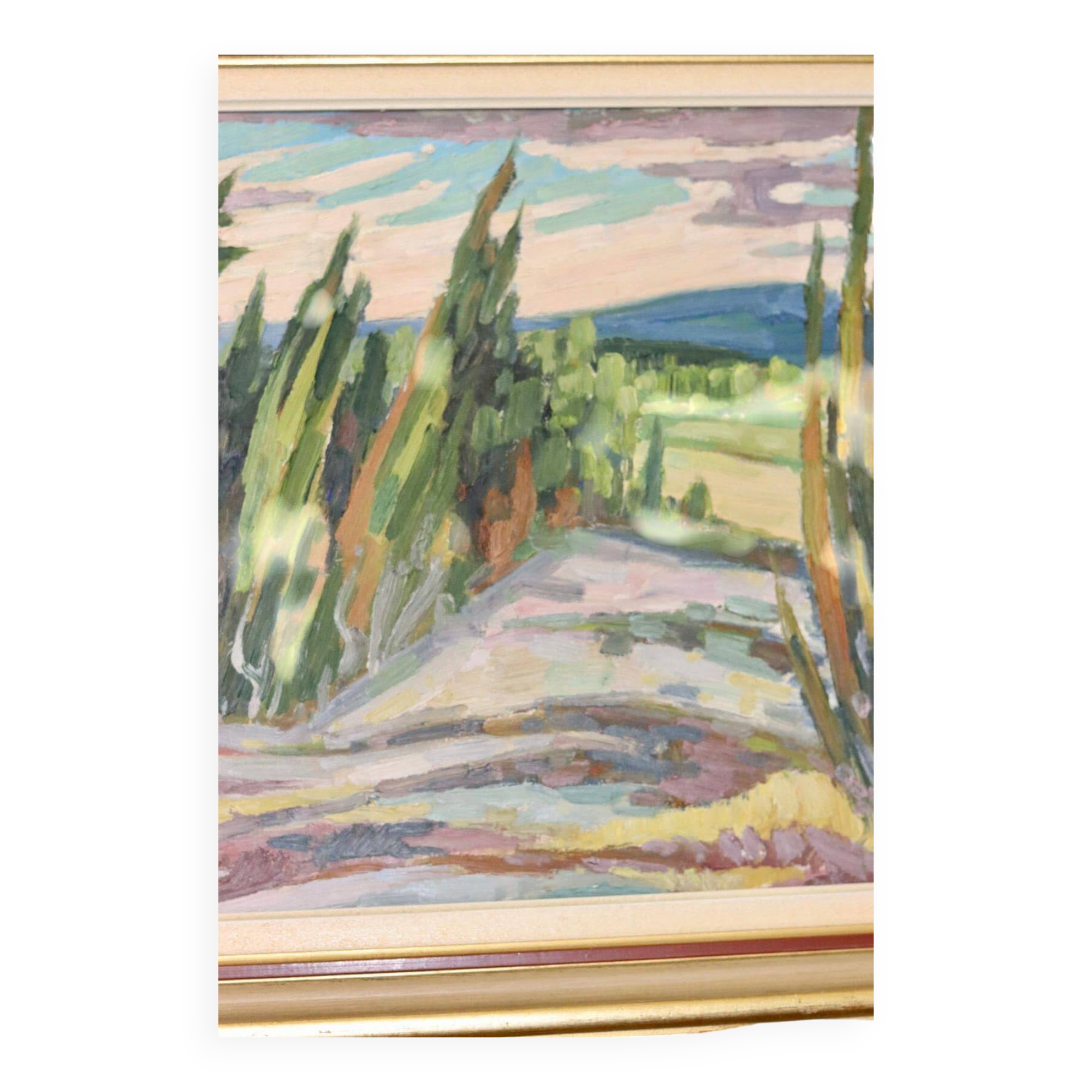 Oil painting on Swedish panel from the mid-century "Forest Landscape" - Vintage and framed