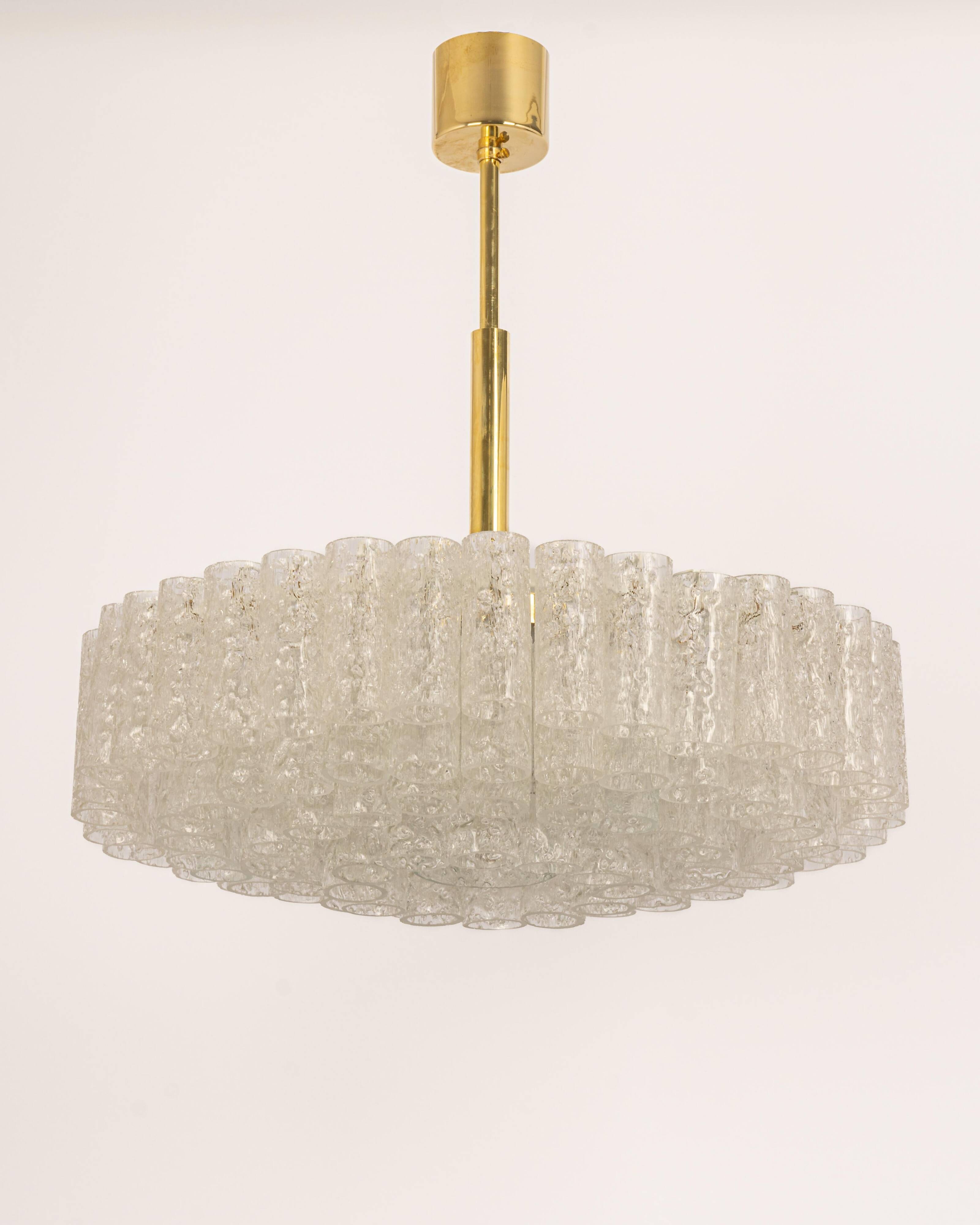 Large Doria chandelier with frosted glass tubes, Germany, 1960s.