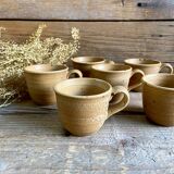6 tasses en grès France vintage