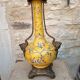 Large lamp base - 43 cm - yellow earthenware with polychrome glazes - 20th century