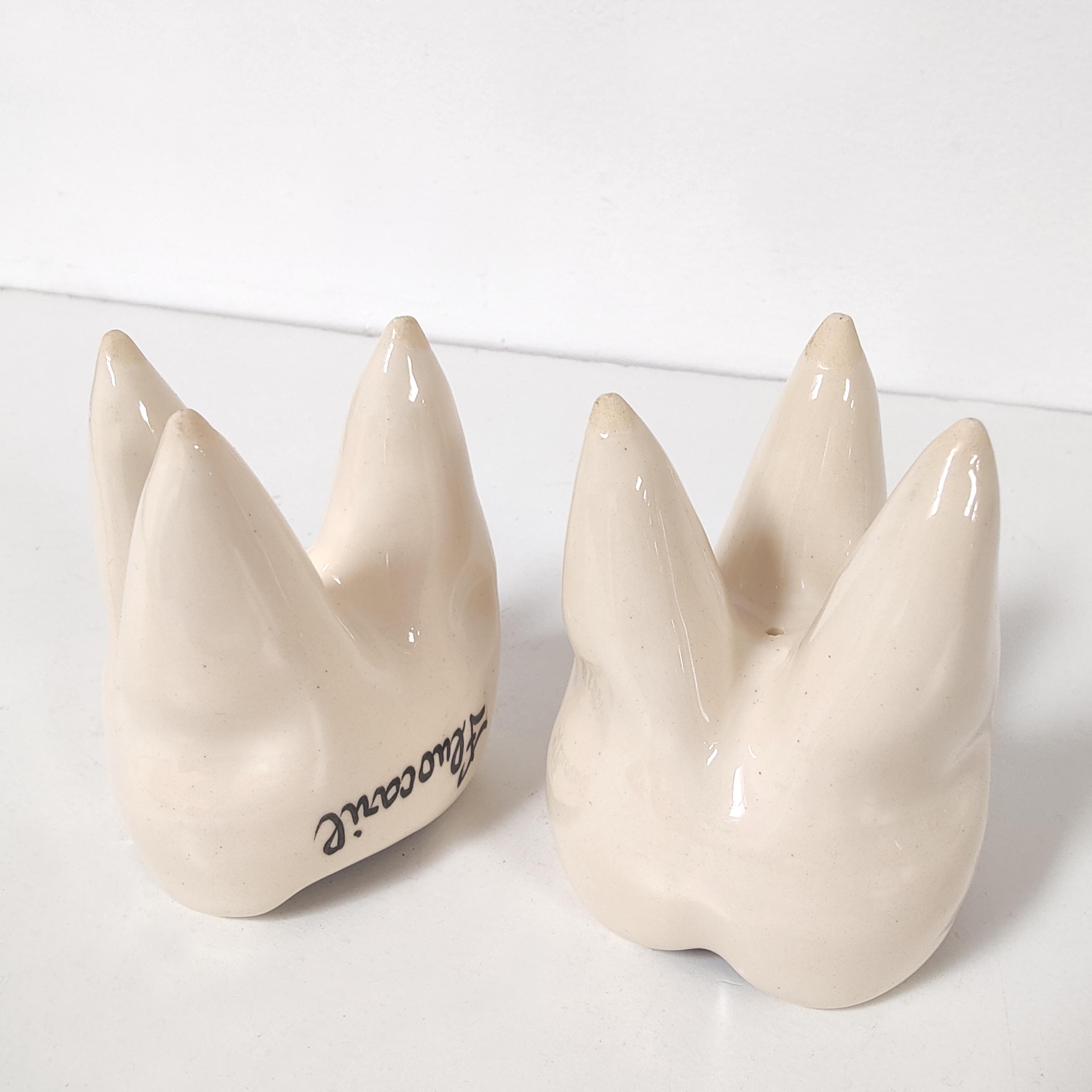 Set of two ceramic Fluocaril advertising ashtrays