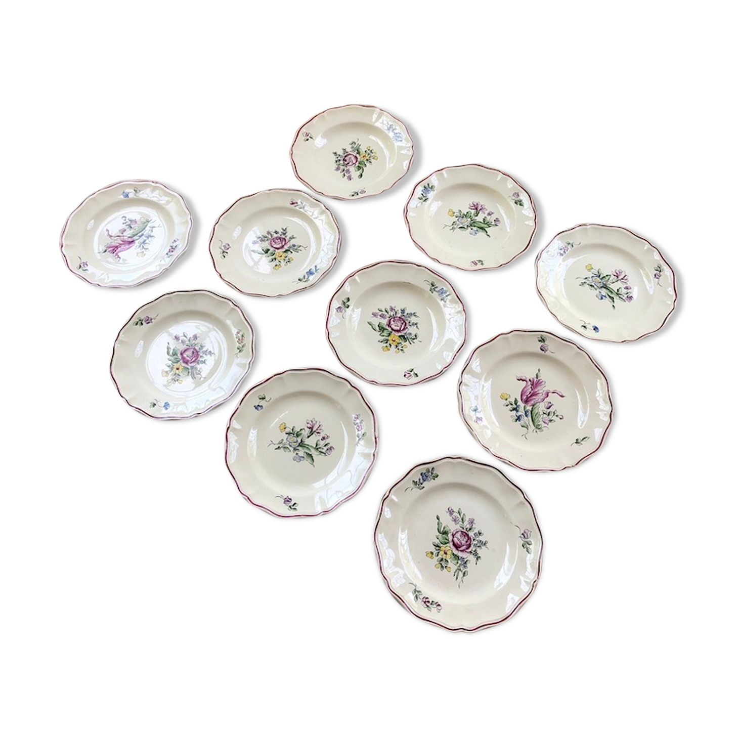 10 flower plates Sarreguemines Lyon