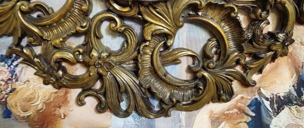 Miroir ancien doré style baroque / rococo – cadre très richement sculpté