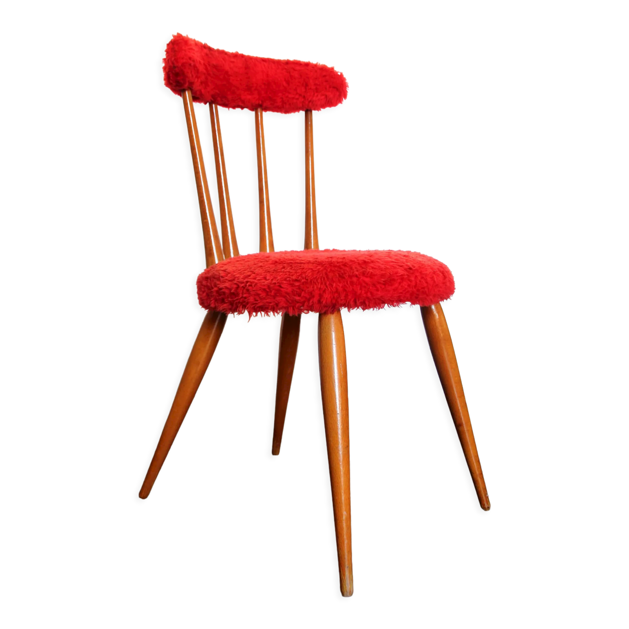 Vintage red furry chair