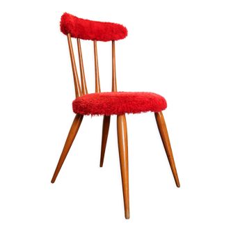 Vintage red furry chair