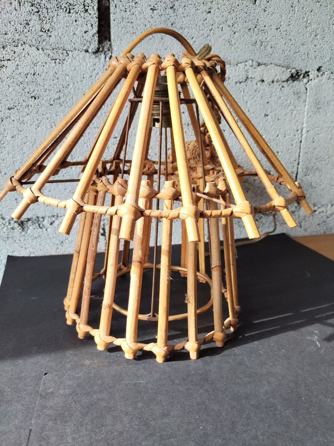 Vintage rattan pendant – France, 1970s – in the style of Louis