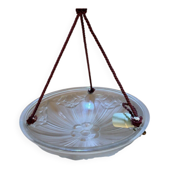 Sonover Art Deco ceiling light in pressed glass, suspended by cord – circa 19.