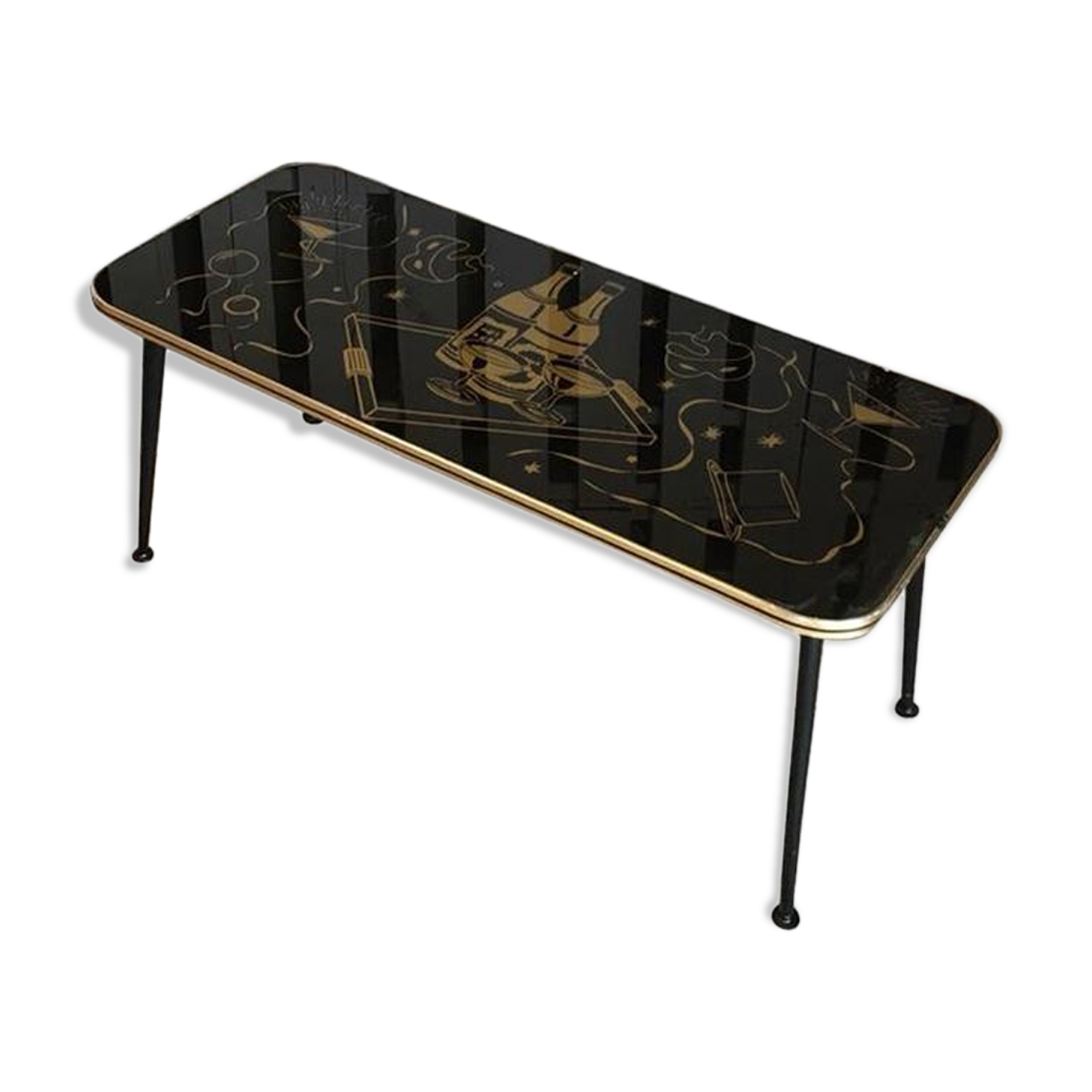 Vintage retro coffee table with black dansette legs