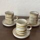 Set of 6 vintage glazed stoneware cups and saucers from the 1950s, new.