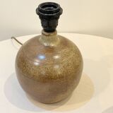 Large lamp signed JB in vintage beige stoneware 1970s ribbon lampshade 70s bohemian chic
