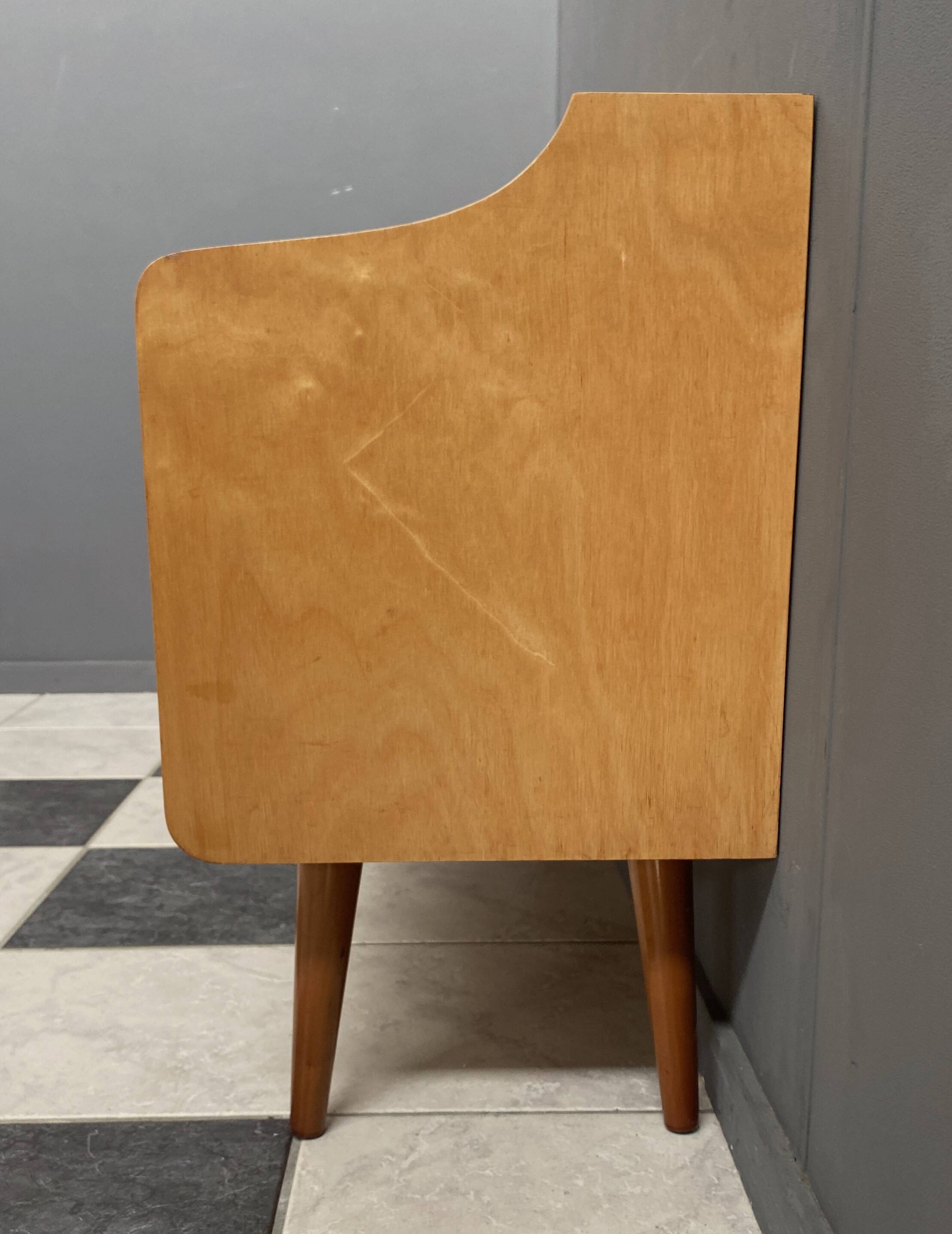 Low sideboard, white leatherette drawer fronts, 1960s
