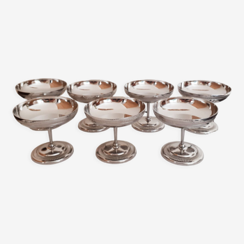 Coupes à glace ou sorbet sur pied , vintage , en inox , années 70 , made in France