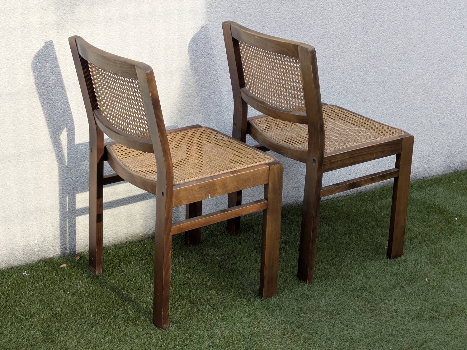 Pair of vintage Baumann caned chairs, Symphonie model