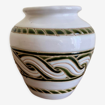 Vase céramique style émail Longwy