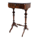Table de couture/console antique avec rangement intégré - acajou poli à la main - pieds tournés - année 1890.
