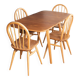 Retro Blonde Ercol Model 383 Dining Table & Four Model 370 Windsor Kitchen Dining Chairs