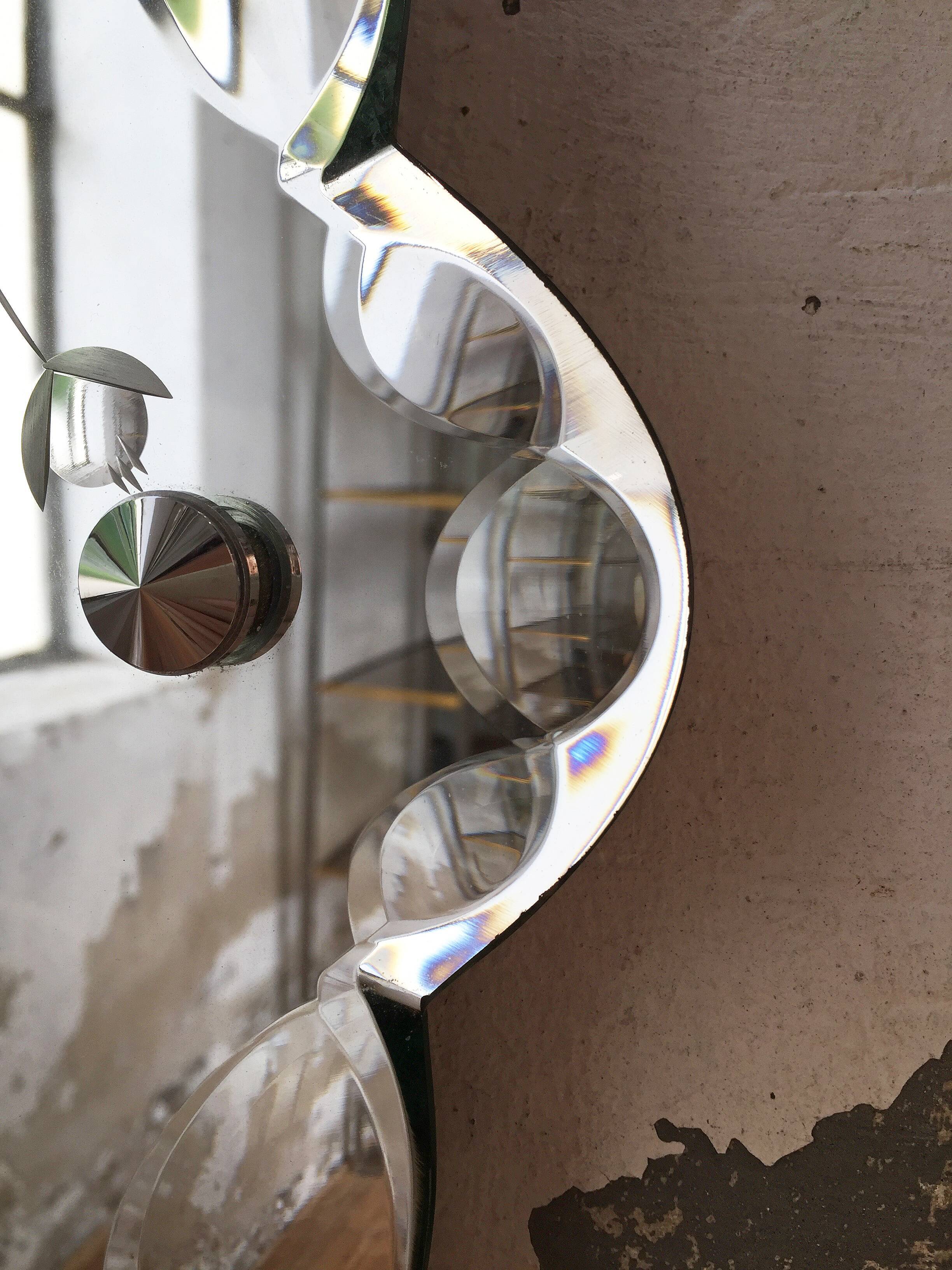 Beveled mirror 50s flowery 82 x 56 cm