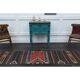 Tapis de couloir vintage turc Oushak fait main en laine et coton marron