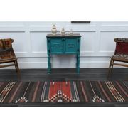 Vintage Turkish Oushak Handmade Wool Cotton Brown Runner Rug 73x254