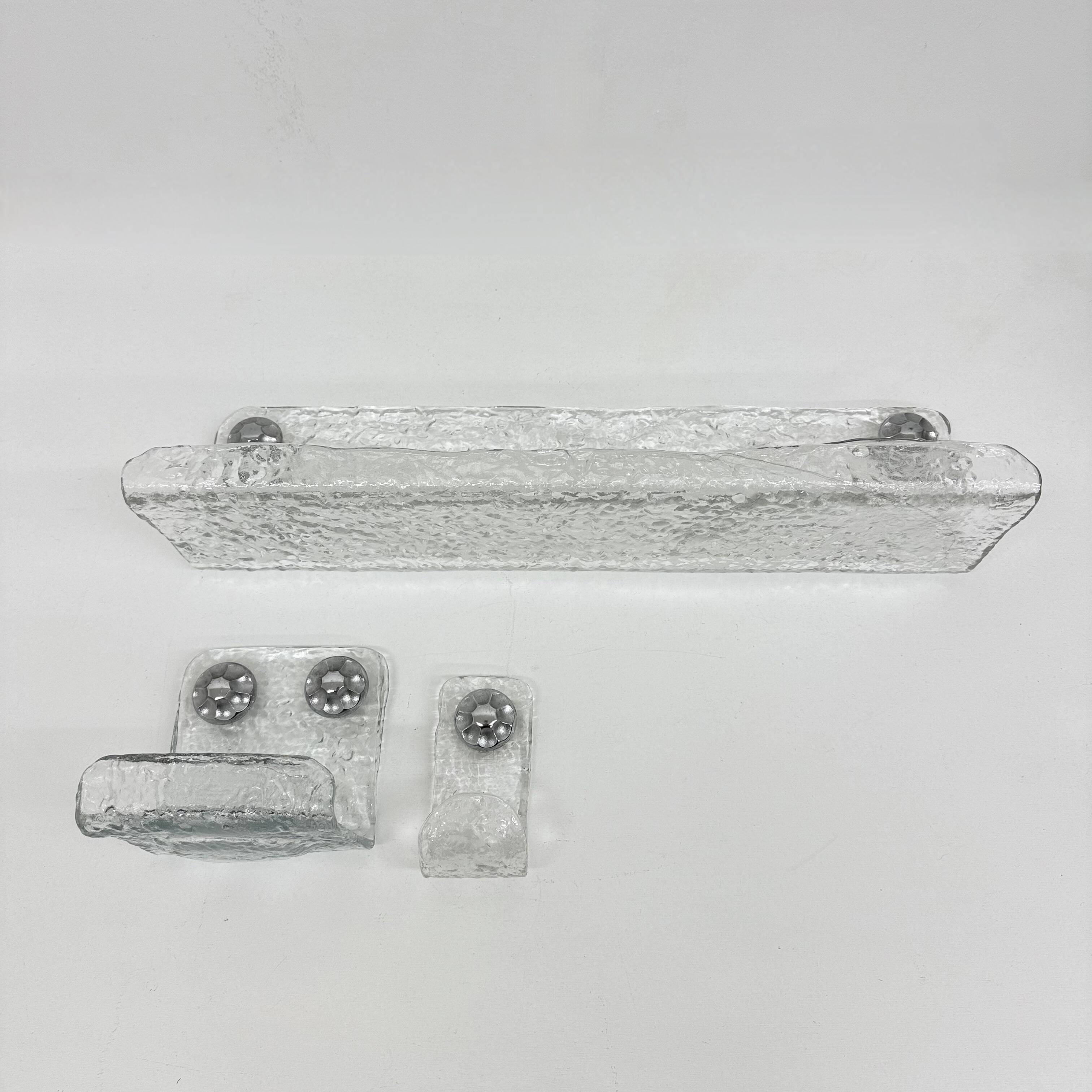 Set of Grohe ice glass bathroom set towel hanger, soap tray and plateau