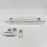 Set of Grohe ice glass bathroom set towel hanger, soap tray and plateau