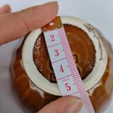 Pair of brown/yellow ribbed bowls - Digoin & Sarreguemines