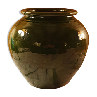 Vase céramique fait main vert bouteille