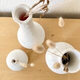 Lot de 3 vases grès blanc