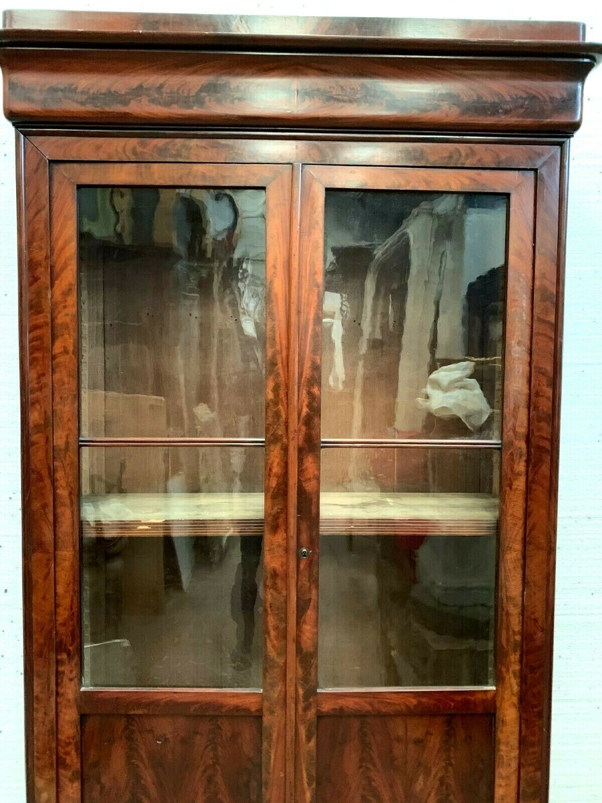Louis Philippe vintage window in mahogany two 19th century glass doors