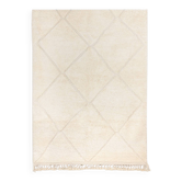 Tapis berbere beni ourain ecru avec losanges en relief 300 x 210 cm
