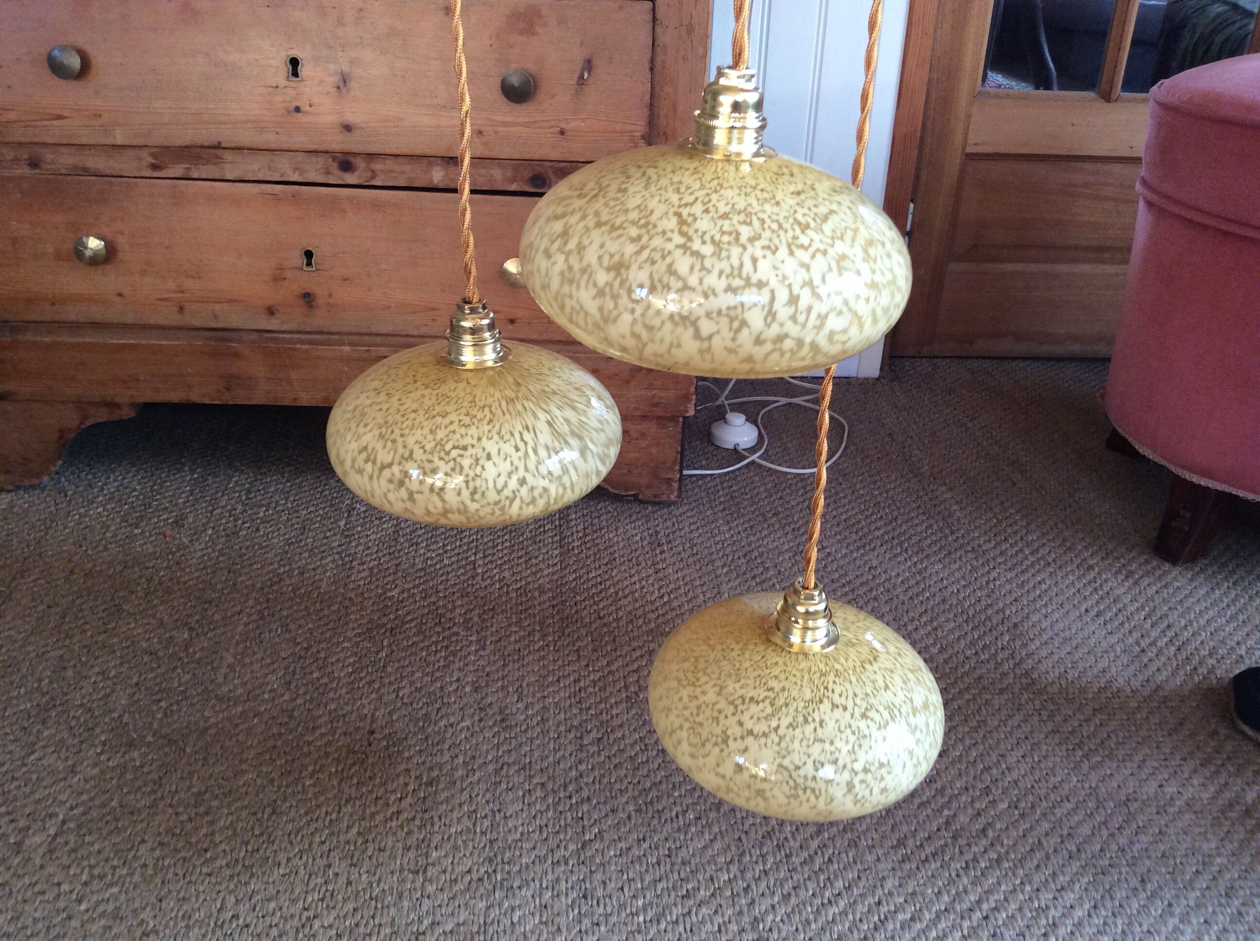 Trio of vintage suspensions