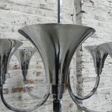 Art Deco hanging lamp with 6 chromed vials
