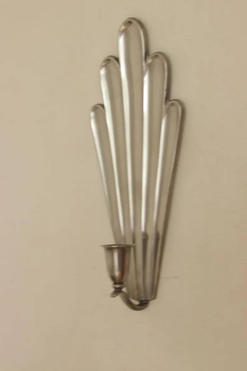 Pair of Swedish Pewter Wall Sconces, 1930s, by C.G. Hallberg, Stockholm