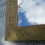 Square mirror frame carved natural wood