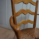 French country provence beech wood armchair with rush wicker seat