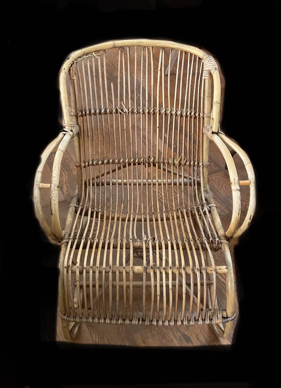 Vintage 70s rattan wicker armchair