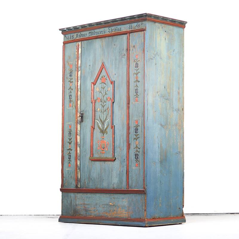 Rustic Farmhouse Folk Art Painted Bridal Wardrobe 1811