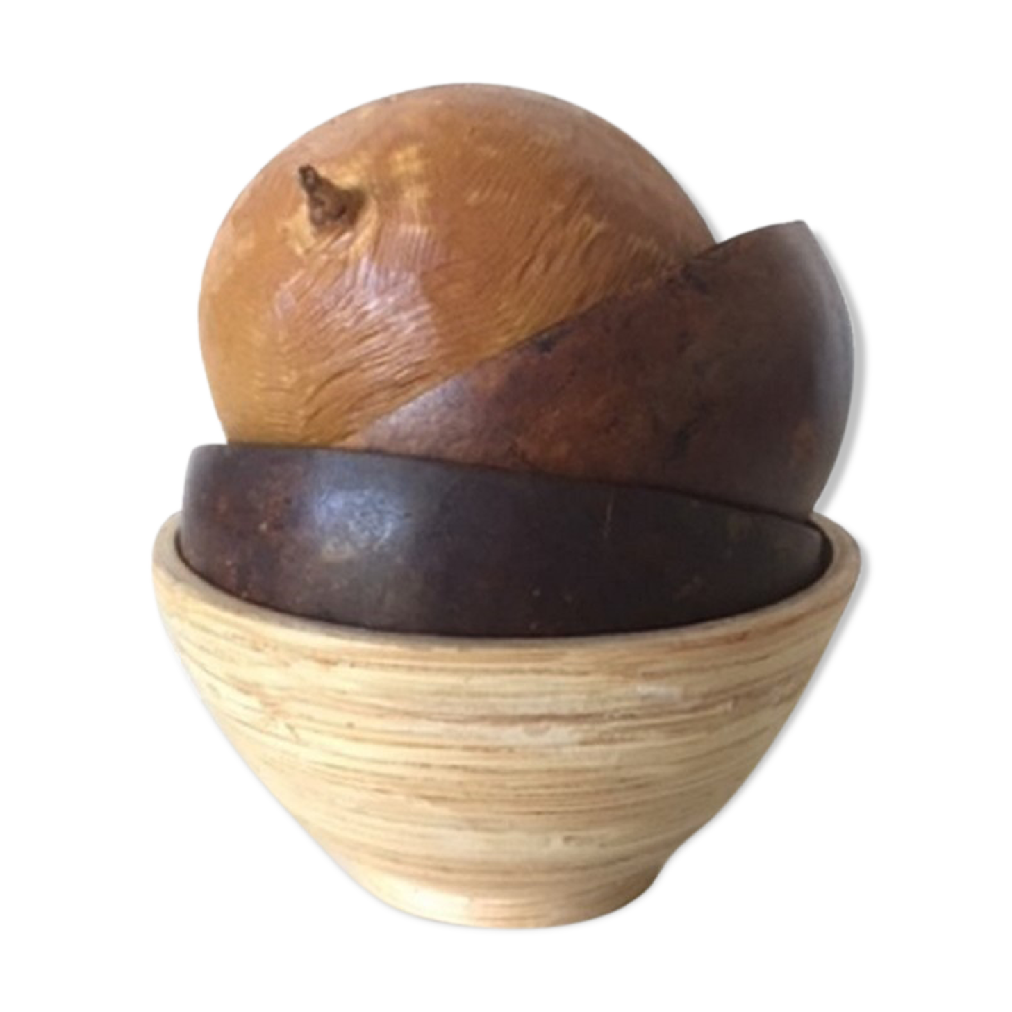 4 natural wooden bowls
