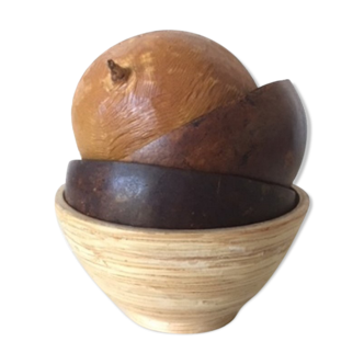 4 natural wooden bowls