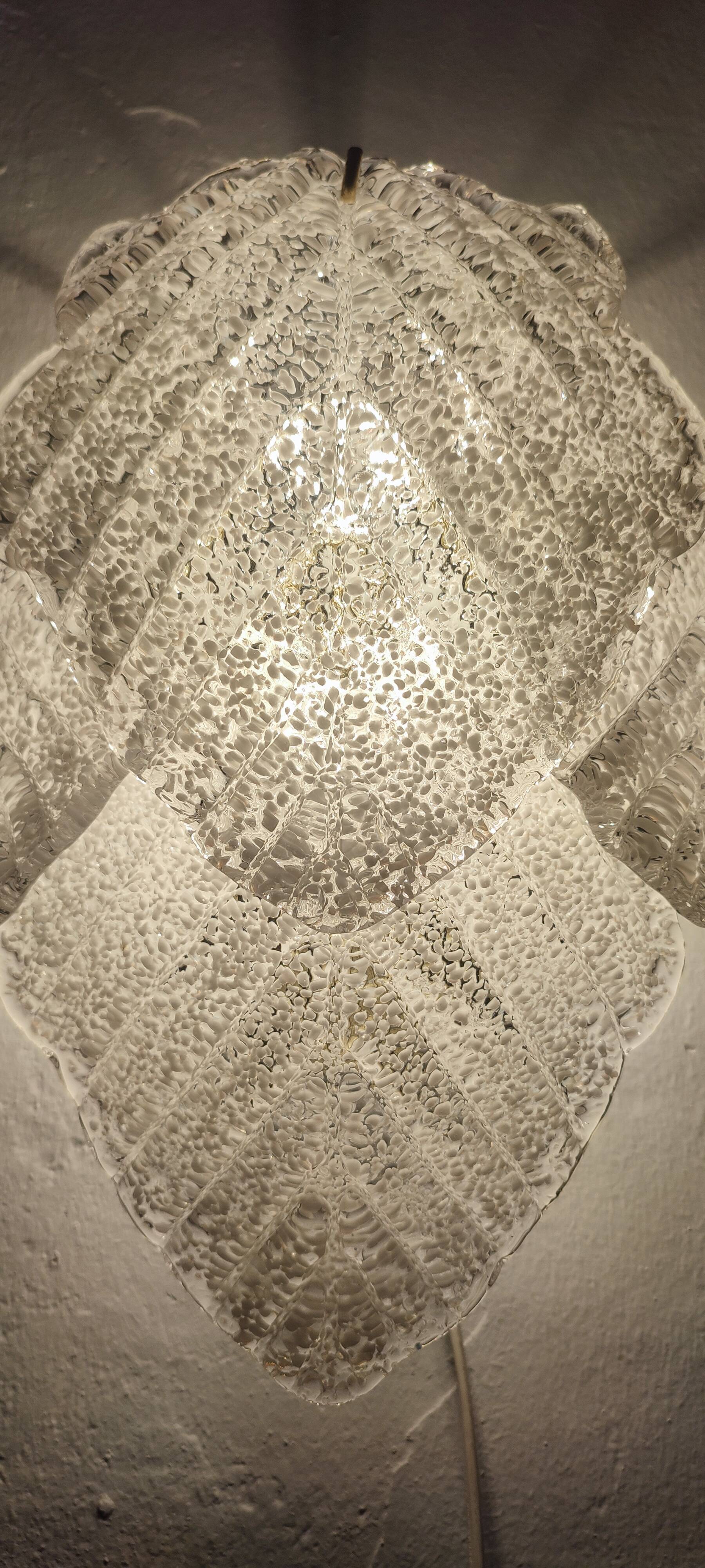 Wall sconce "Mazzega" with Murano glass leaves, Italy 1980