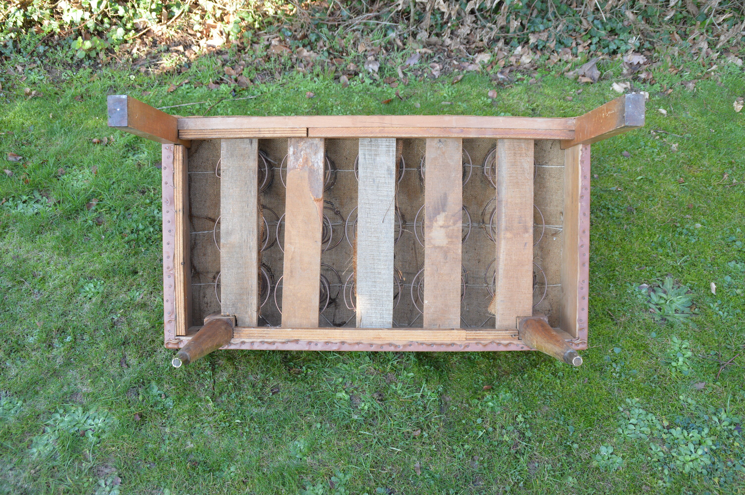 Old bistro bench foot compass