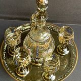 Amber crystal enamel and gilded liquor service